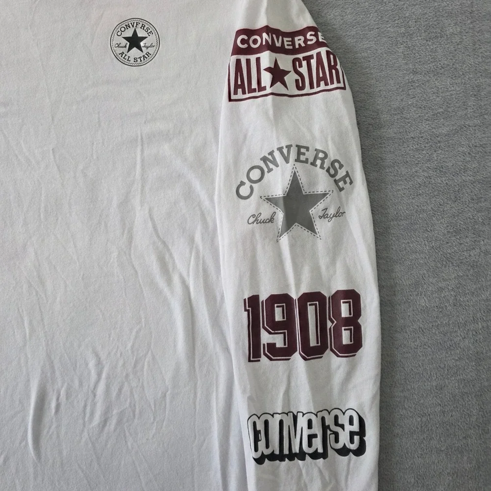 Converse All Star Kids XL White Long Sleeve Graphic T-Shirt 1908 Chuck Taylor